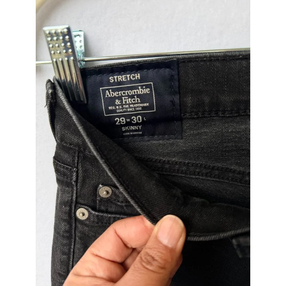 Abercrombie & Fitch Mens Skinny Black Jeans 29x30 Stretch Denim - Picture 4 of 11